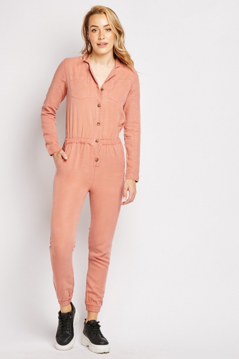 pink utility jumpsuit