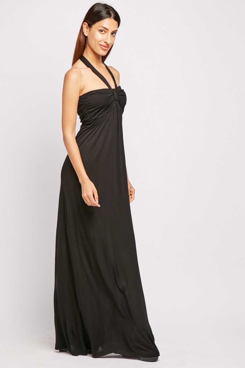 Black Halter Neck Maxi Dress - Just $7
