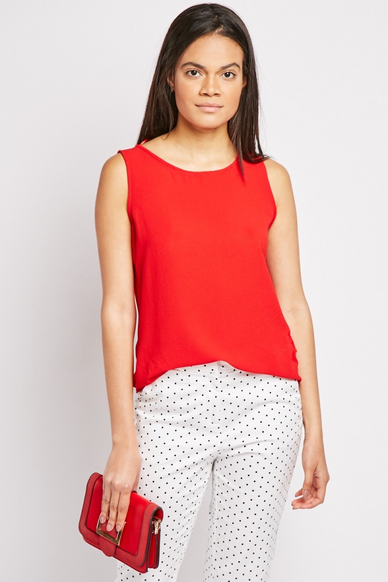 Keyhole Back Sheer Top - Red or White - Just $6