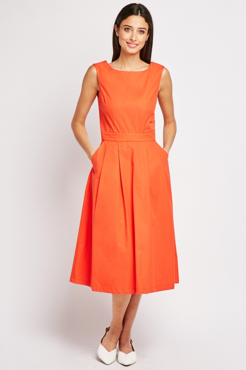 Orange Midi Skater Dress - Just $6