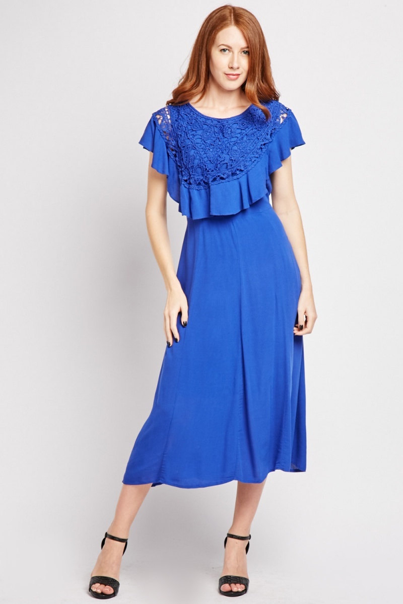 Crochet Ruffle Midi Dress 3 Colours Just 6