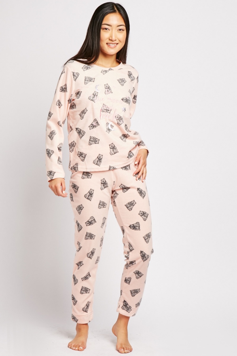 Polar Bear Print Fleece Pyjama Set - Just $7