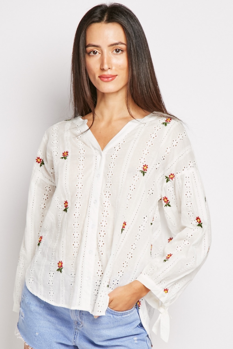 Embroidered Cotton Blouse - Just $7