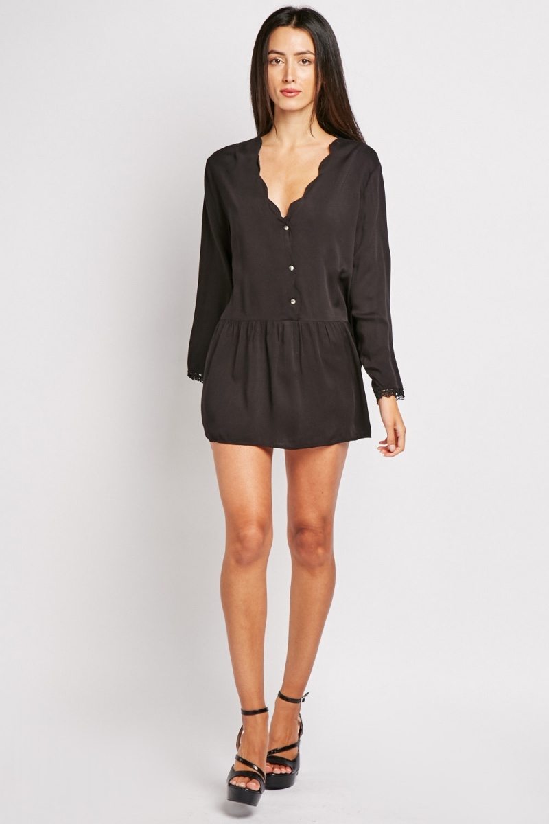 cotton mini smock shirt dress