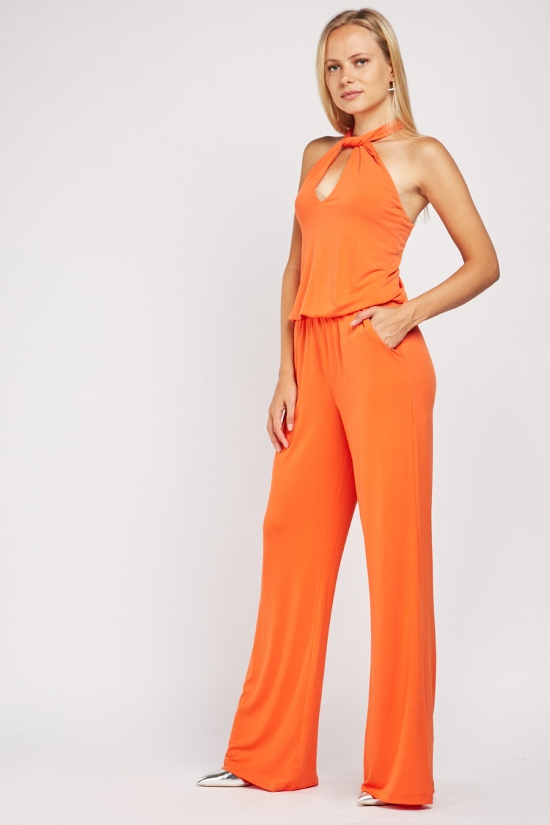 Halter Neck Keyhole Jumpsuit - Just $7