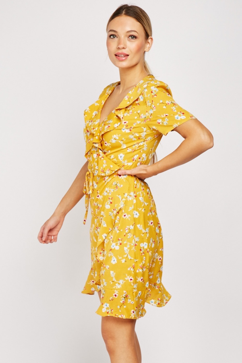 Ditsy Floral Print Wrap Dress - Just $6