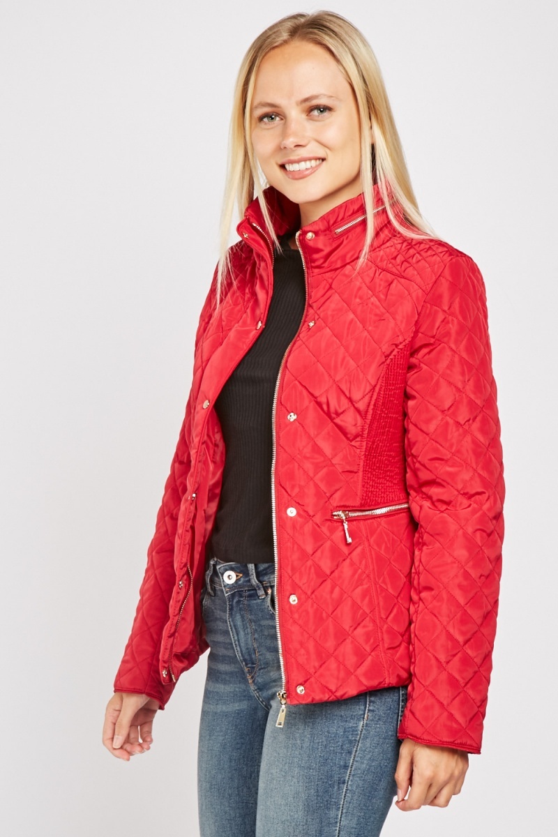 Diamond Stitched Pattern Quilted Jacket - Just $6