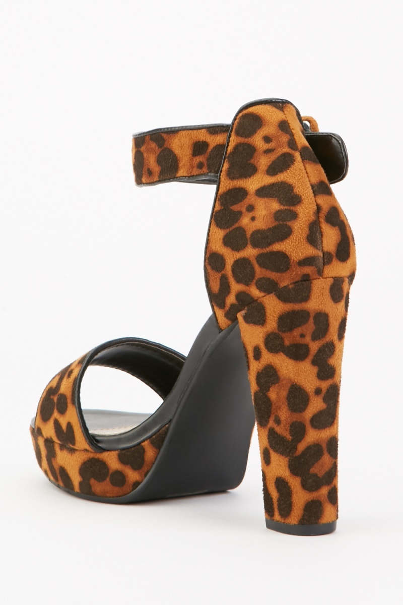 Animal Print Block Heels - Dark Leopard - Just $6