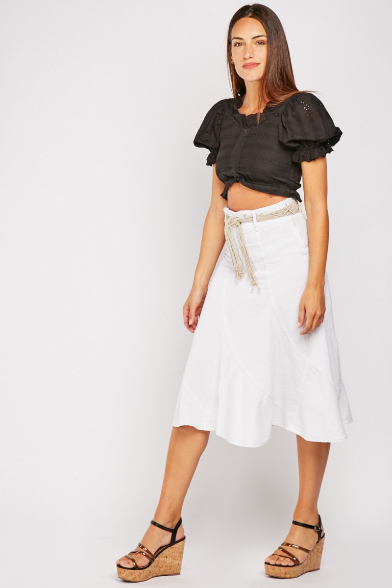 Braided Belted Midi Skirt - Just $3