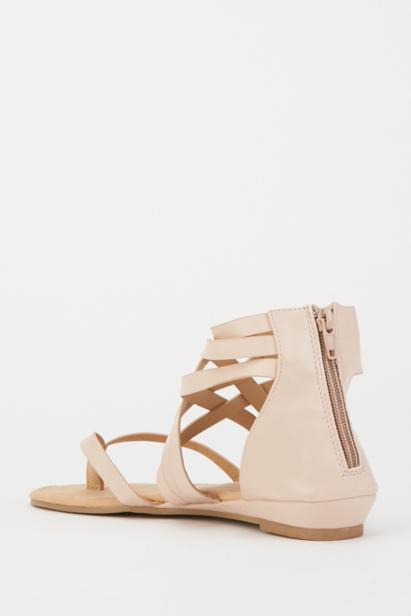 criss cross strappy flat sandals