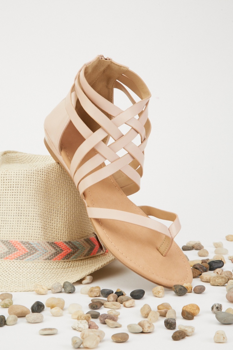 criss cross strappy flat sandals