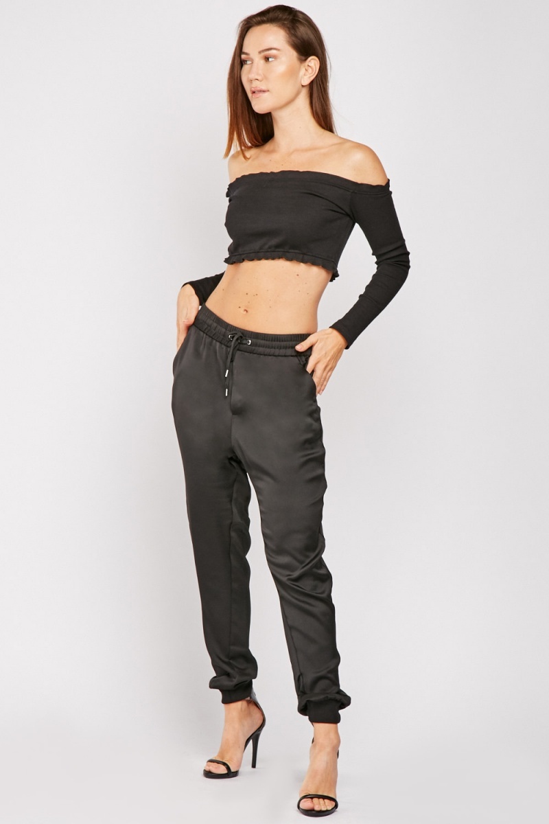 Silky Black Jogger Trousers - Just $7
