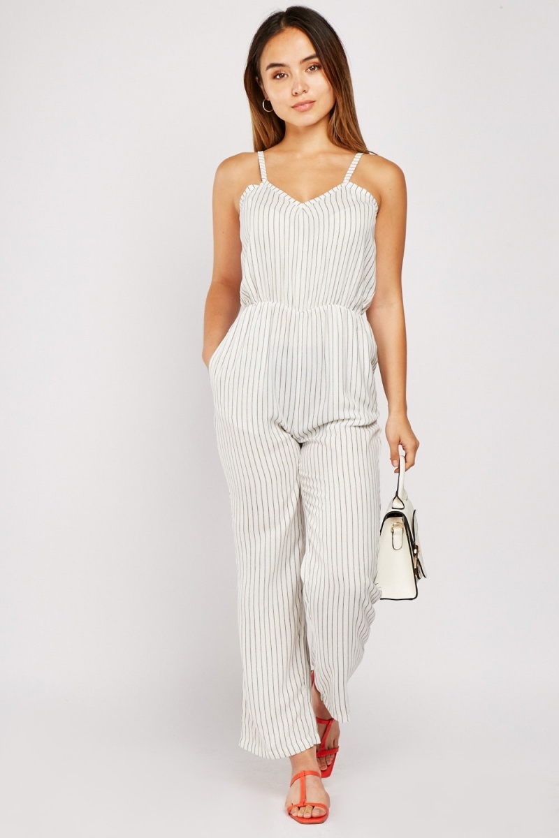 Pin-Striped Strappy Jumpsuit - Just $7