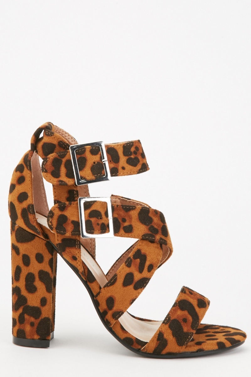 Leopard Print Heeled Sandals - Just $6