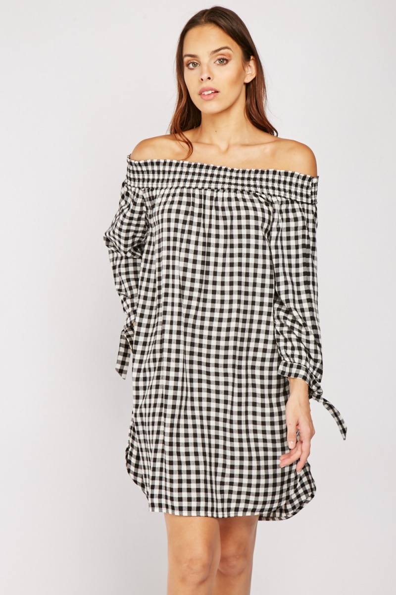 off shoulder tunic dress