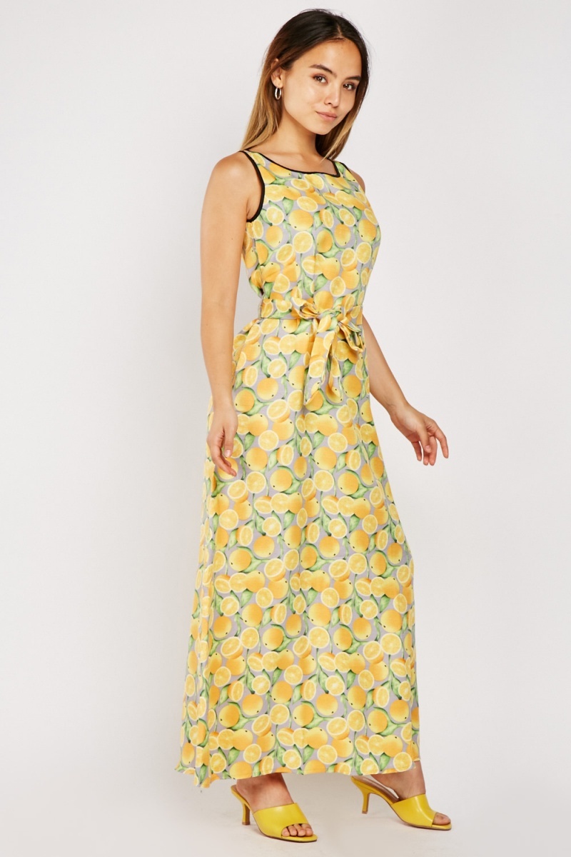 Lemon Print Midi Dress - Just $6