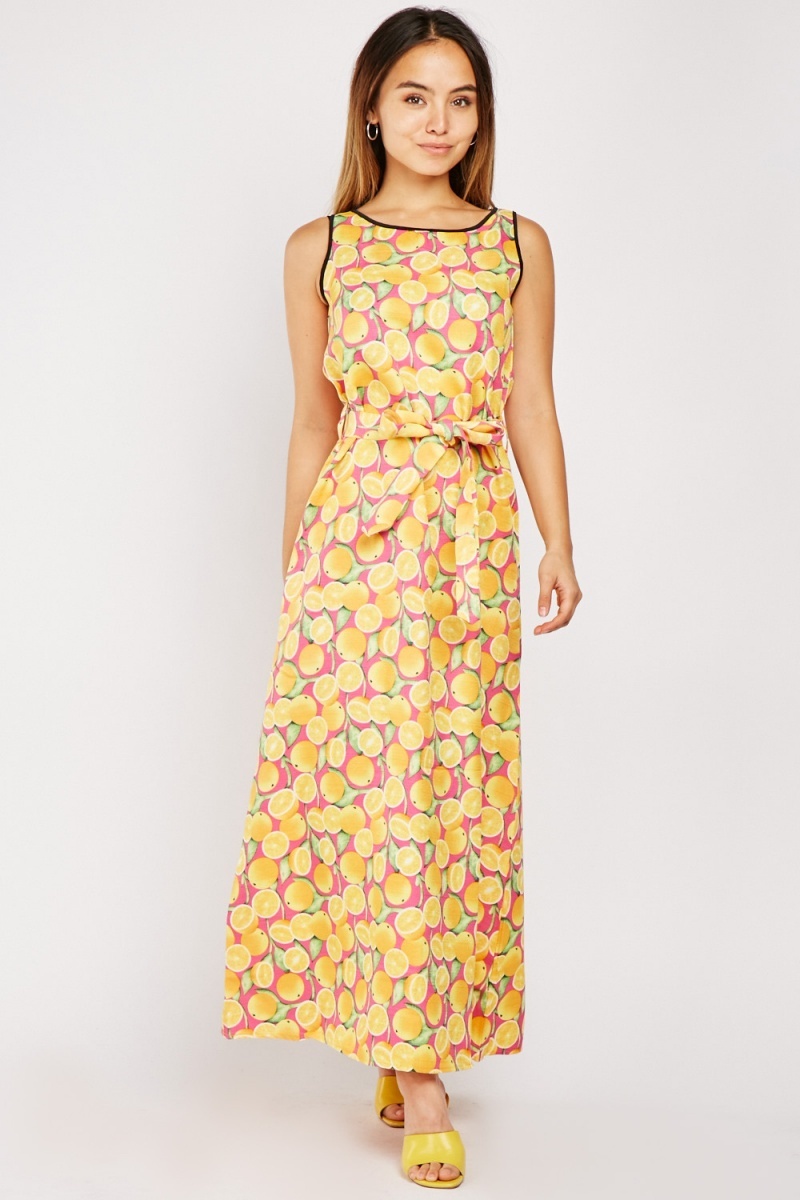 Lemon Print Midi Dress - Just $6