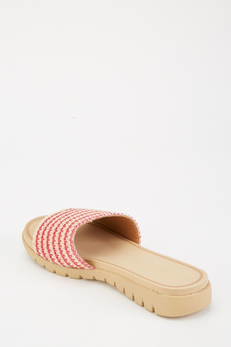 Textured Straw Slide Sandals - Just $7