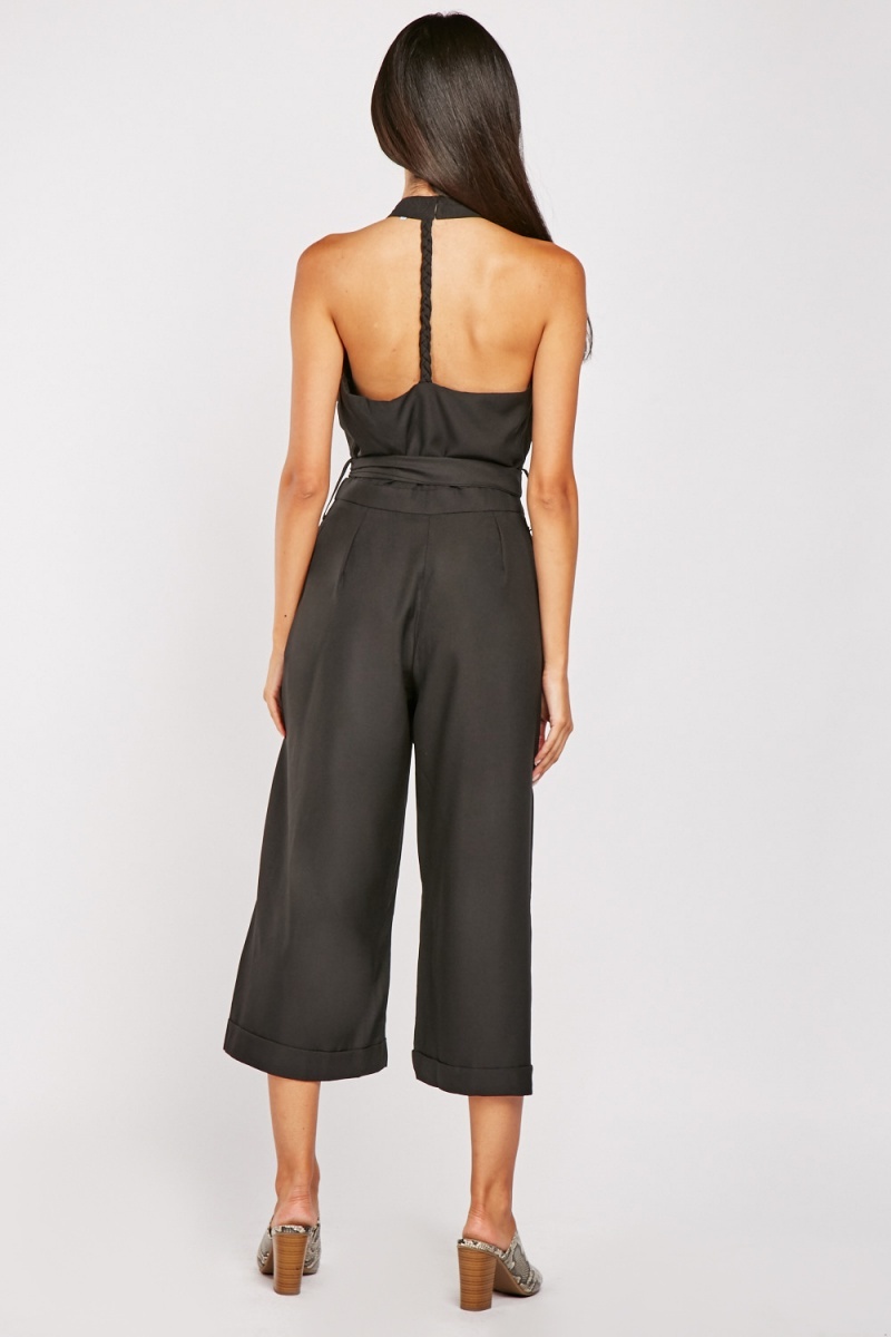 black halterneck jumpsuit