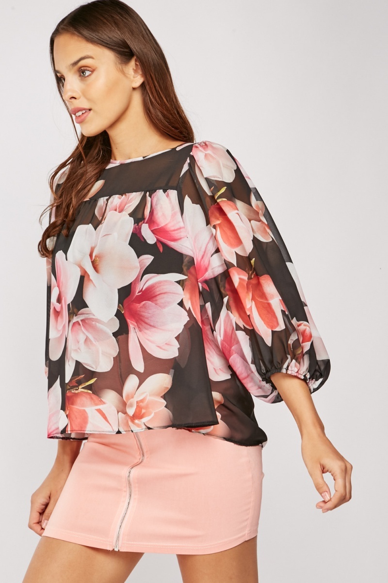 Floral Sheer Blouse Just 7