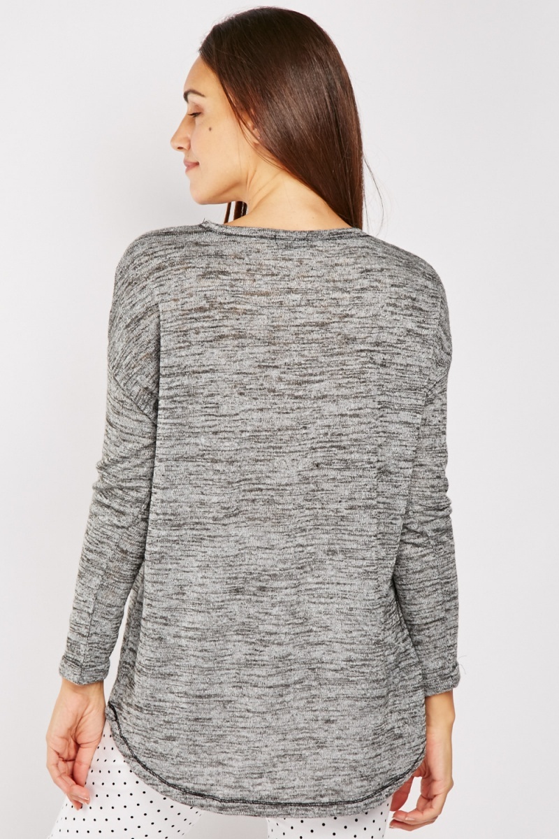 Long Sleeve Speckled Knit Top - Just $3