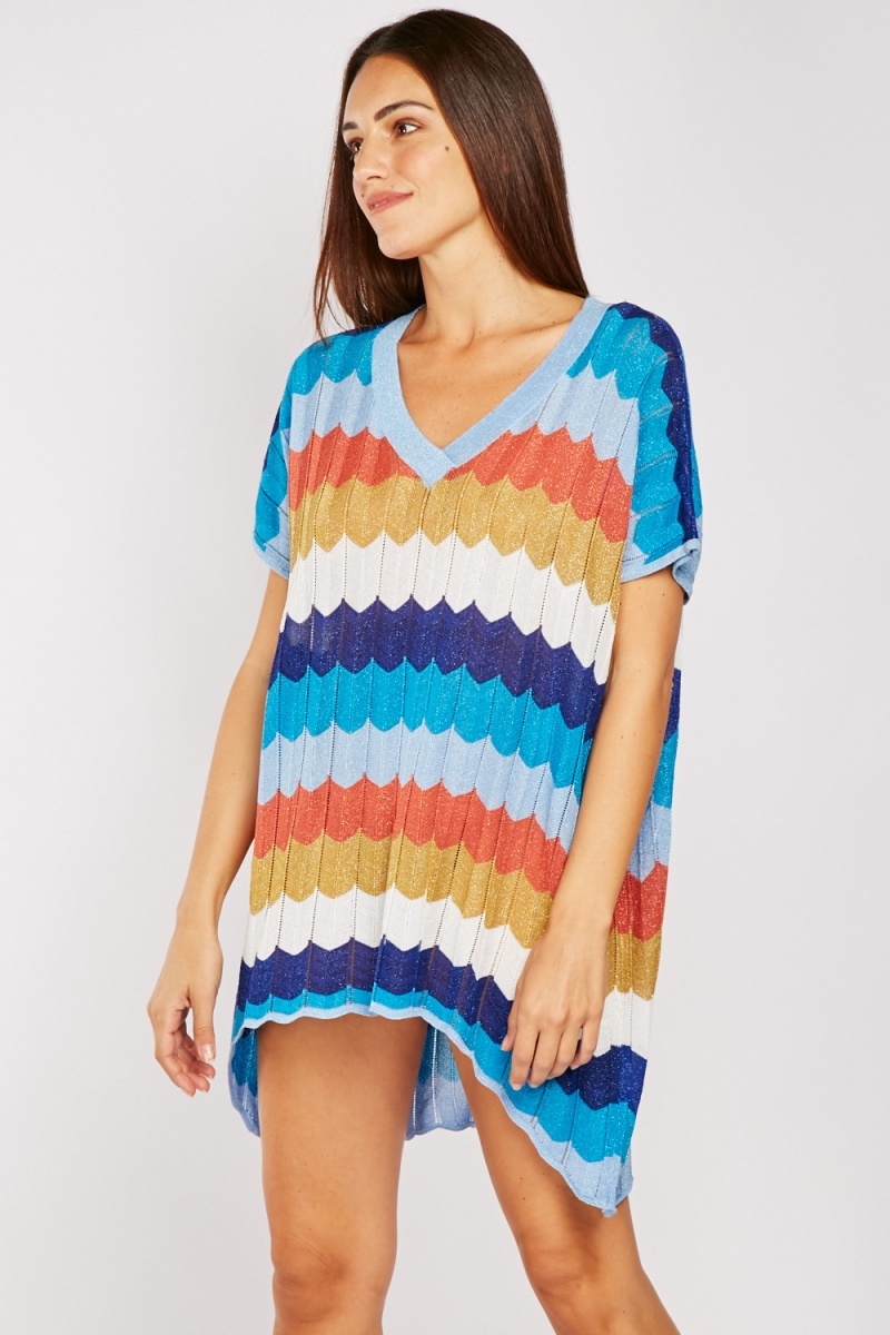 Zig Zag Lurex Stripe Knit Dress - Just $7