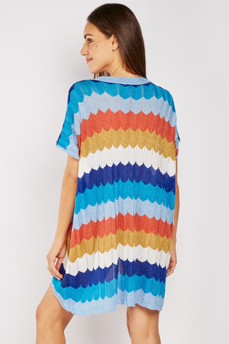 Zig Zag Lurex Stripe Knit Dress - Just $7