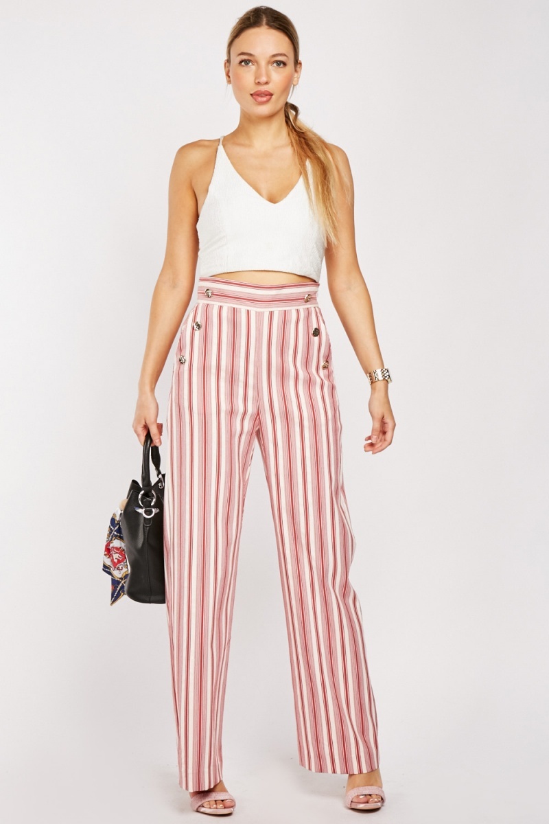 Straight Cut Vertical Striped Trousers - Just $6