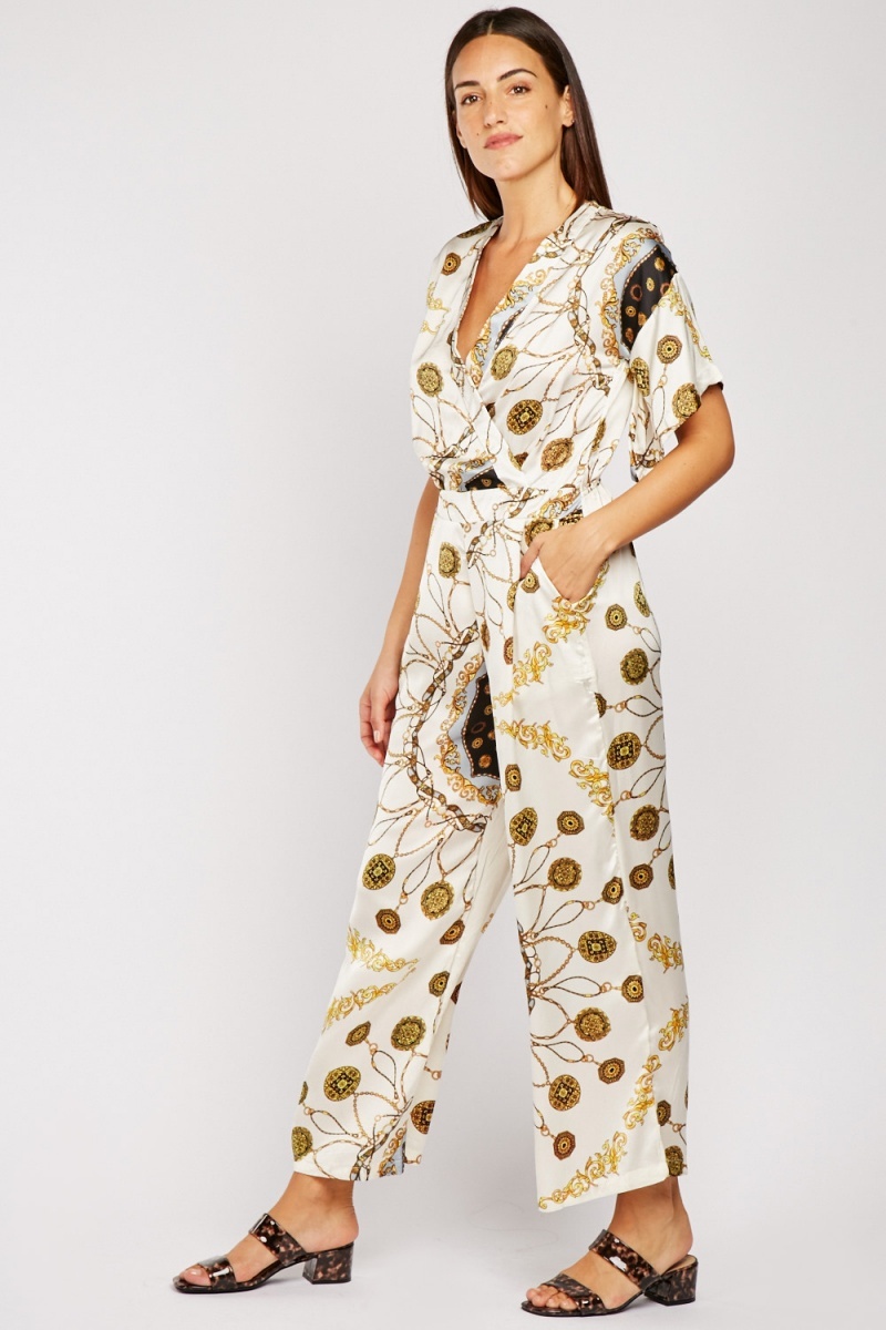 chain print jumpsuit