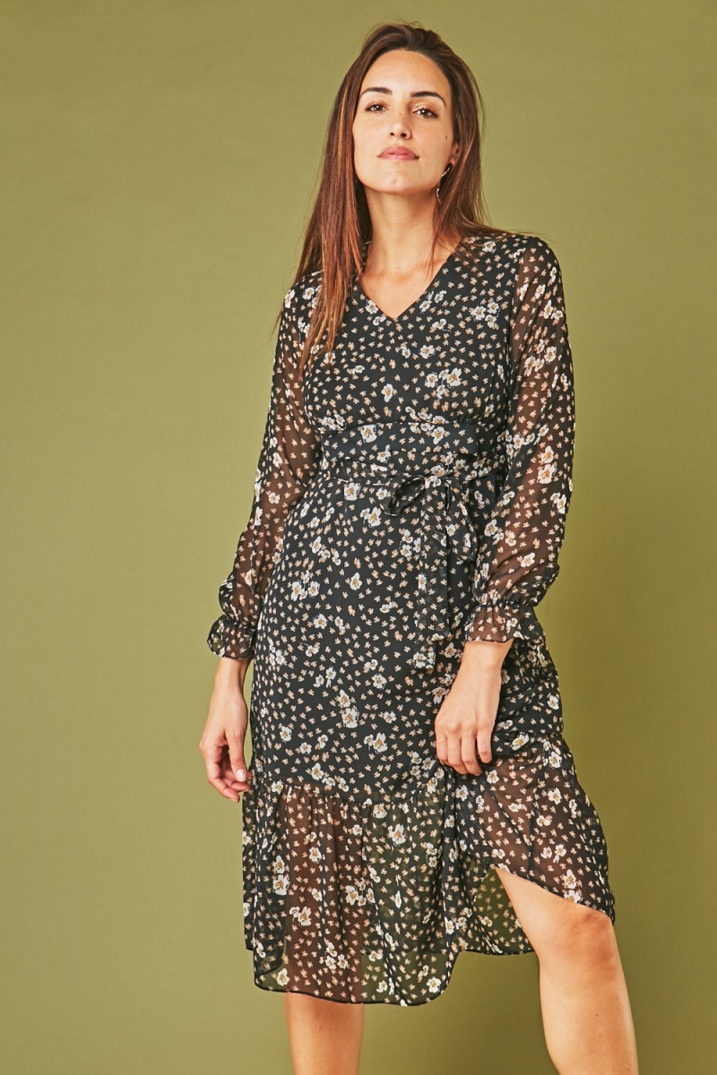 Floral Print Smock Dress Blackmulti Just 6