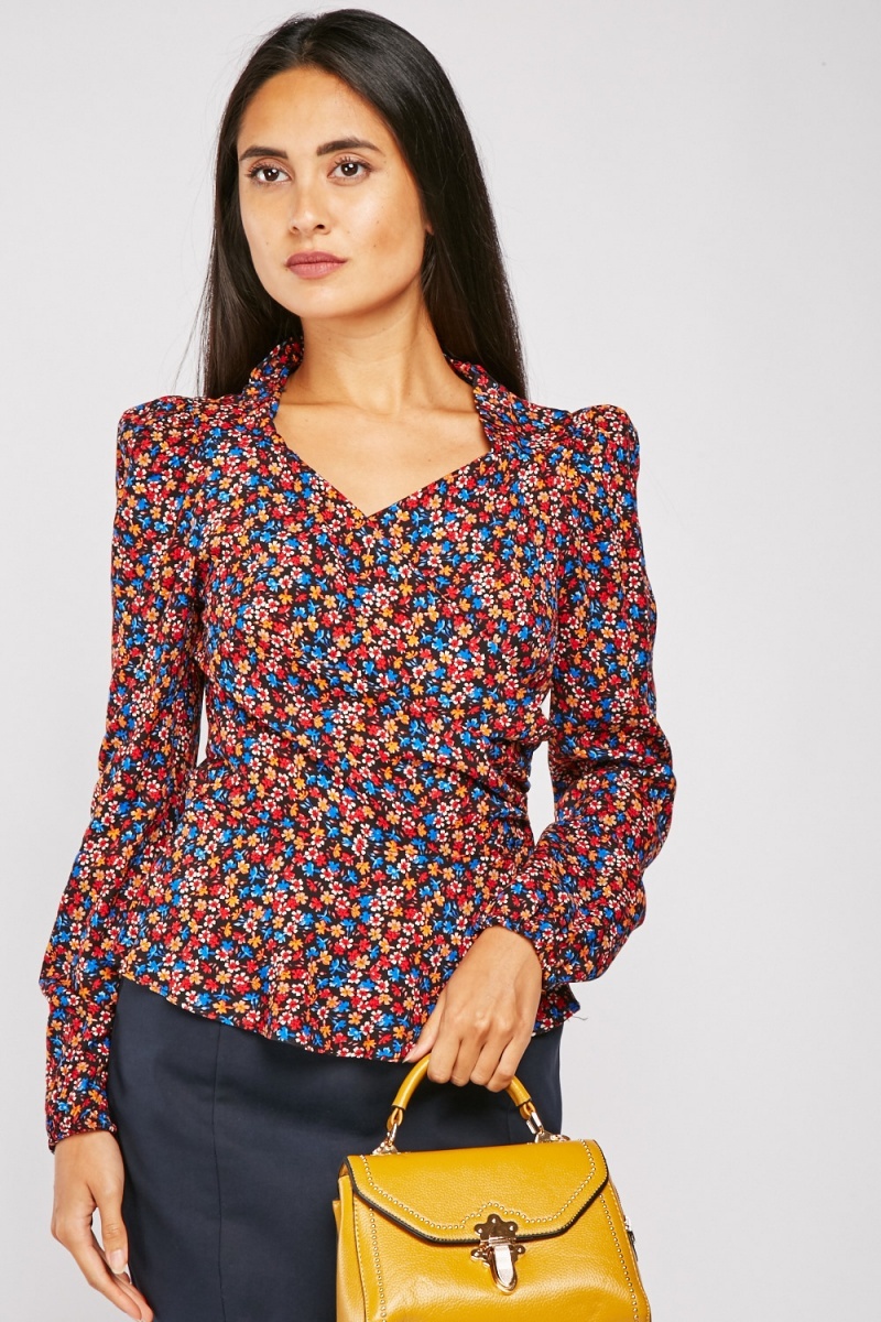 ditsy print top womens