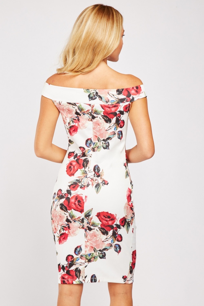 Rose Print Bodycon Dress - Just $6