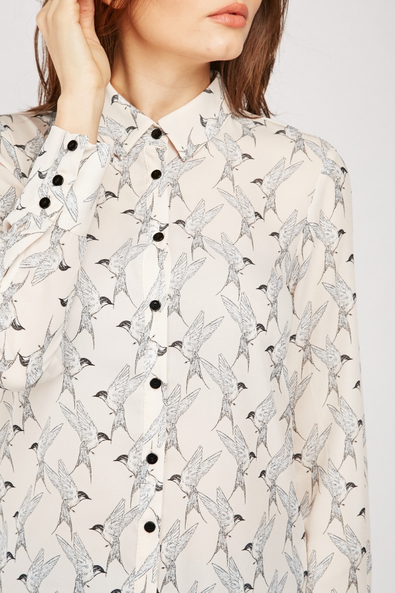 bird print shirt women's