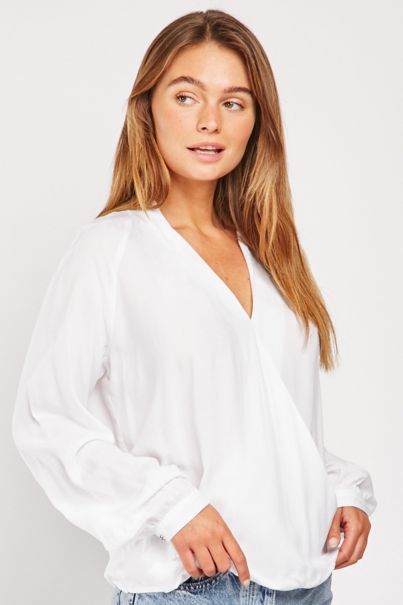 Long Sleeve Wrap Blouse - Just $7