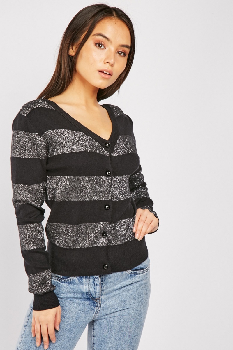 Lurex Striped Knit Cardigan - Just $7