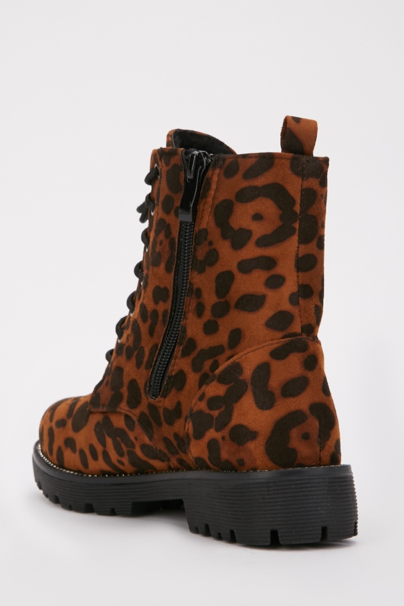 Leopard Suedette Ankle Boots - Just $7