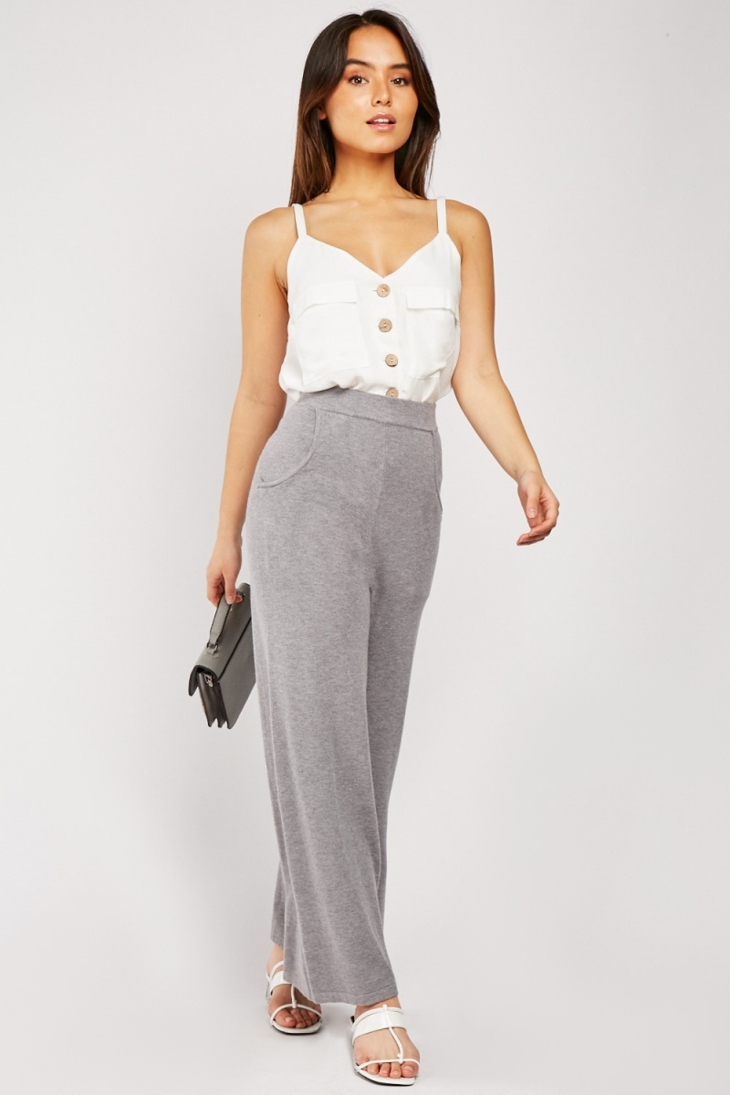 ladies jersey wide leg trousers