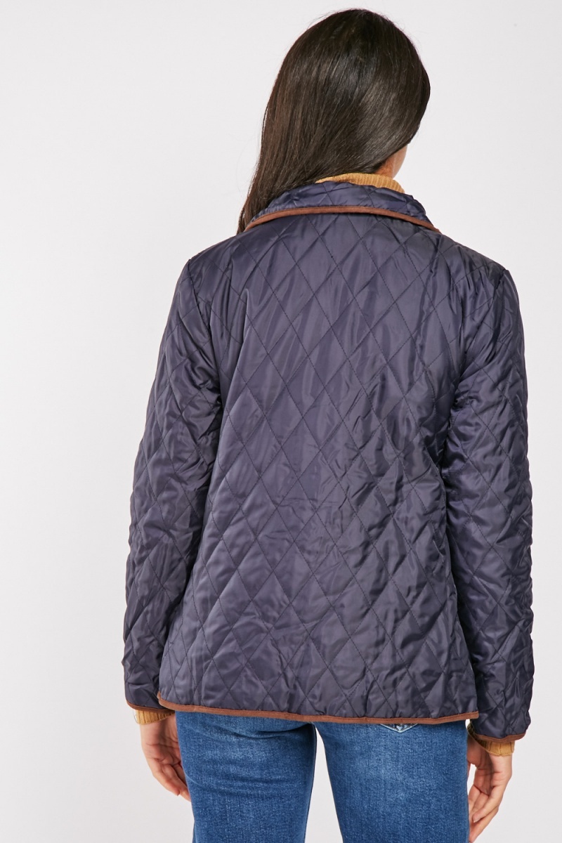 Diamond Quilted Jacket - Navy/Olive - Just $7