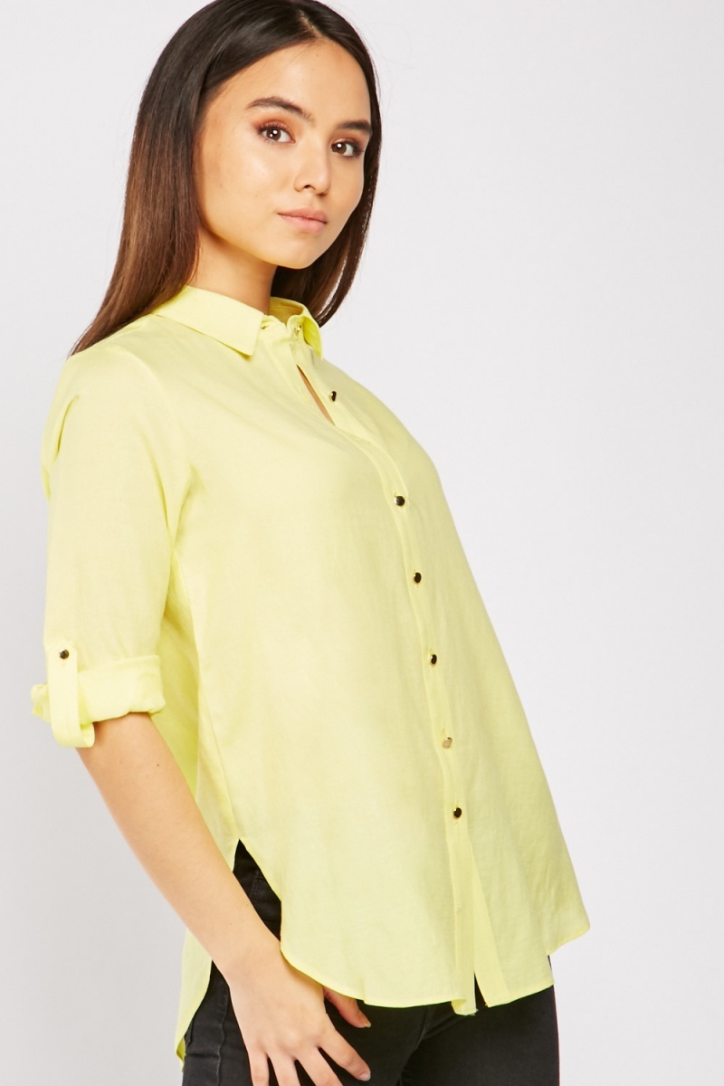 Adjustable Sleeve Yellow Shirt - Just $7
