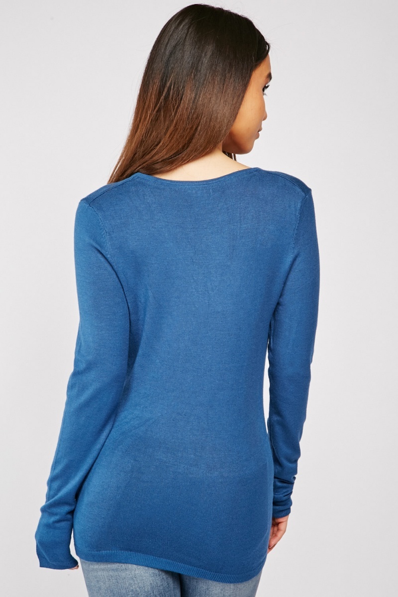 Button Trim Fine Knit Top - Just $7