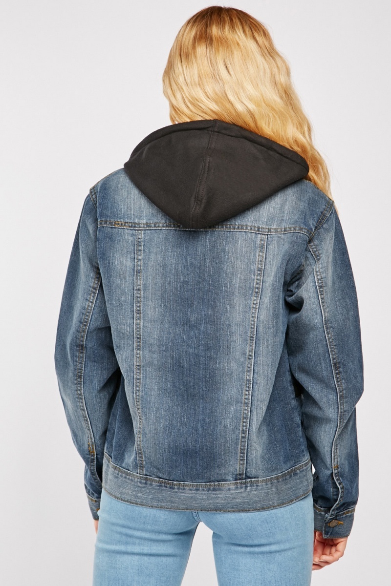 Multiple Pocket Hooded Denim Jacket - Just $7