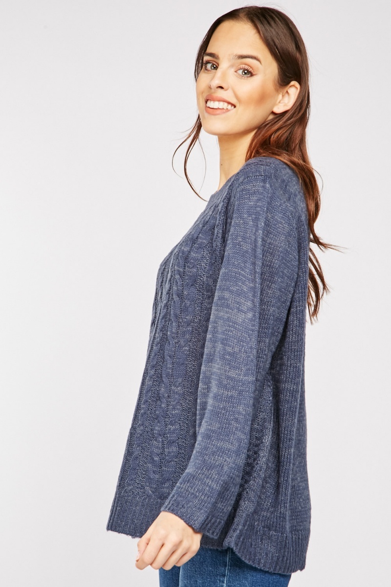 Round Neck Cable Knit Jumper - Just $6