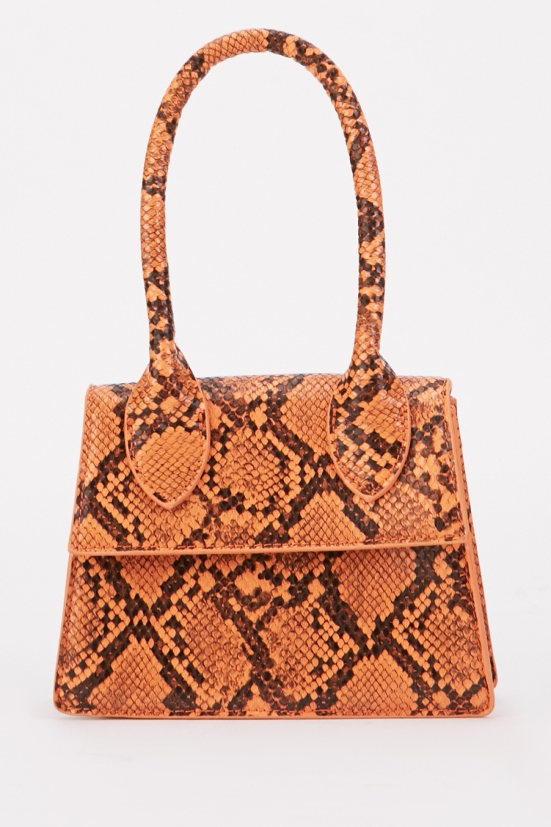 orange snakeskin purse