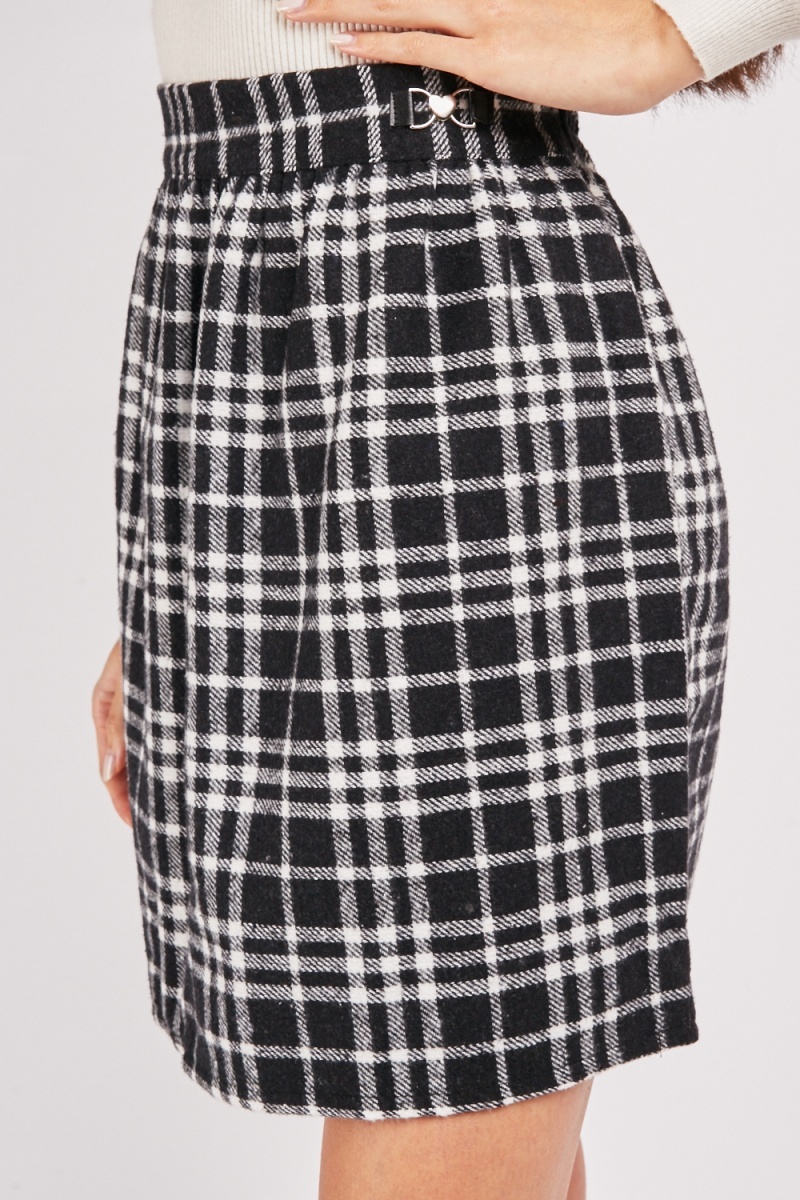 Checkered Mini Skirt - Black/Red - Just $7