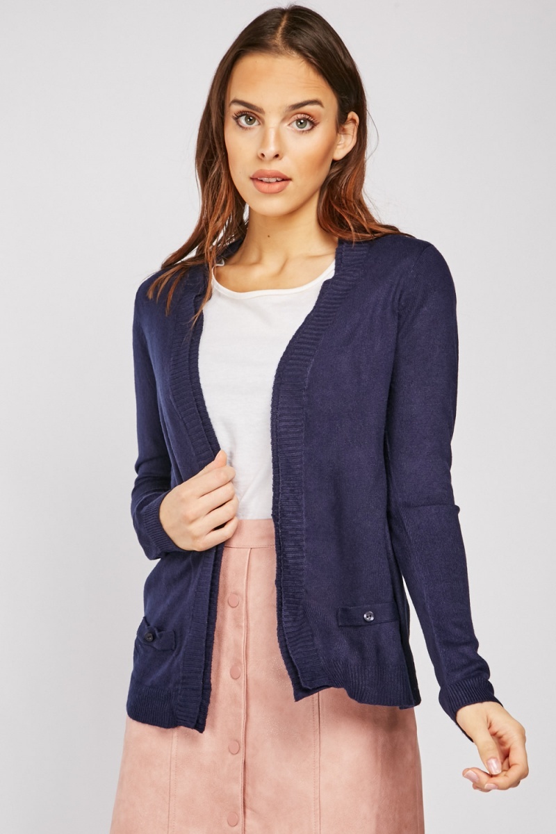 Open Front Navy Knit Cardigan Just 7