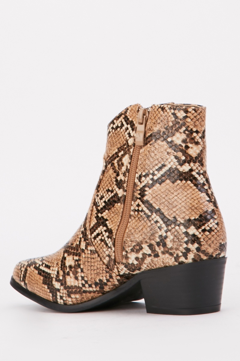 Snake Print Ankle Boots - Just $7