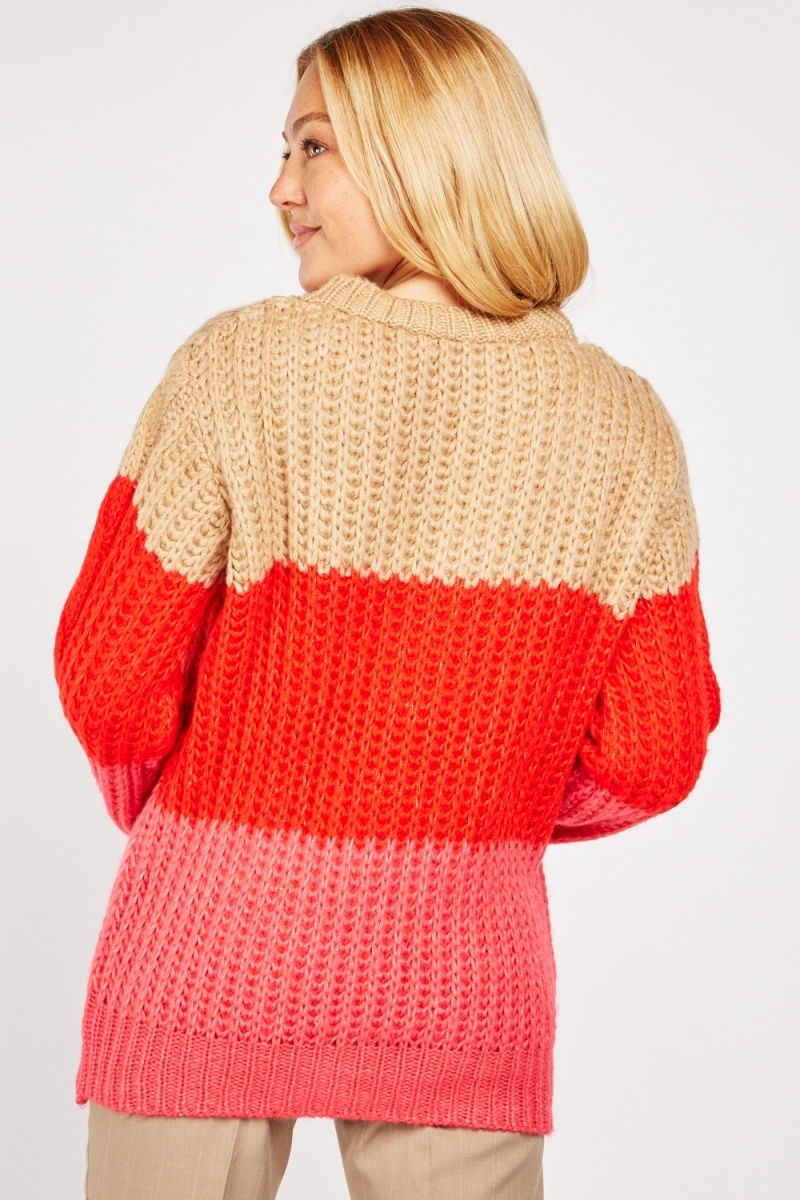 Colour Block Cable Knit Jumper - Just $7