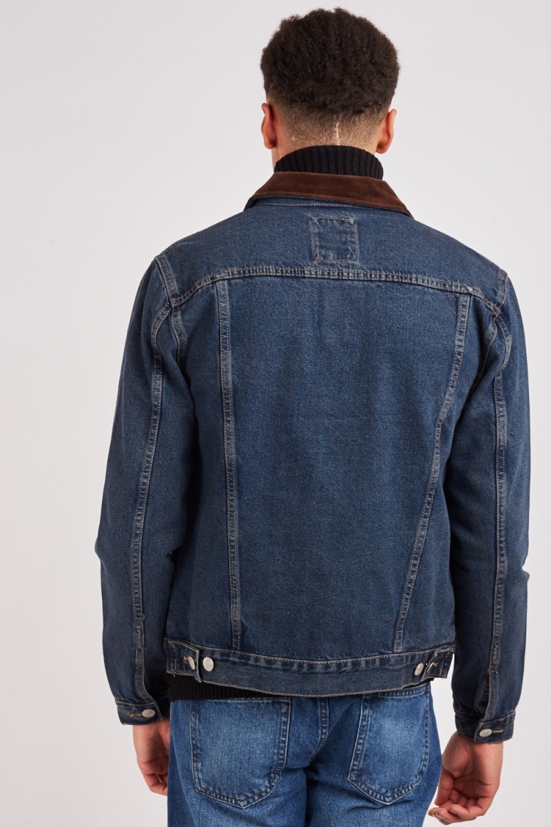 Corduroy Collar Denim Cotton Jacket - Just $7