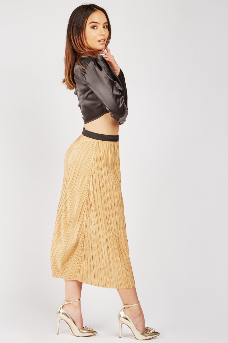 Reversible Midi Plisse Skirt - Gold or Black - Just $7