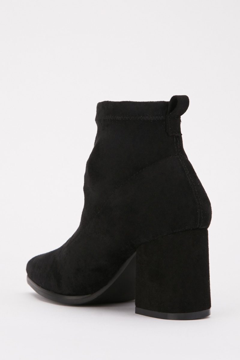 wide fit black suedette lace up block heel boots